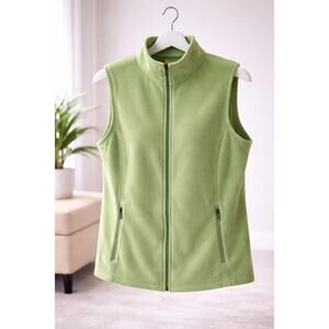 L.L.Bean Women’s XL Green Fleece Zip Vest Lightweight Outdoor Casual Layer